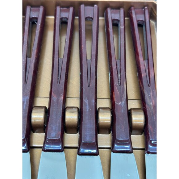 VTG STANHOME Stainless Faux Plastic Flatware Set (18 pcs) Matching Case Brown - Picture 8 of 10